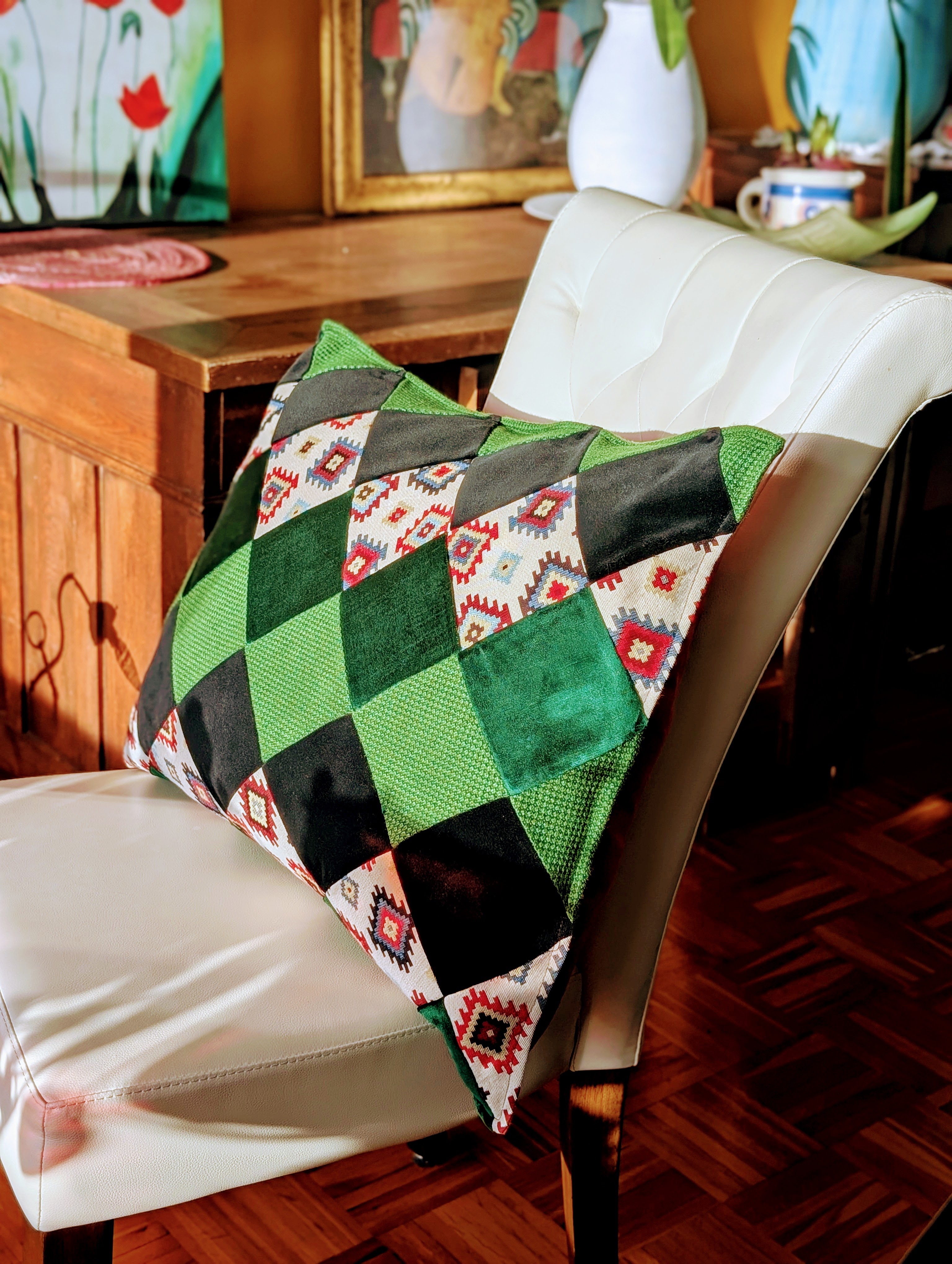 Kissen "Grüne Quadrate"